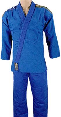 Double Weave Blue Brazilian Jiu-Jitsu Uniform With USA and Brazil Flags